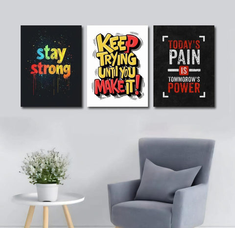 Inspirational Wall Art Prints: Set of 3 Motivational Posters for Home & Office - Twista Mall