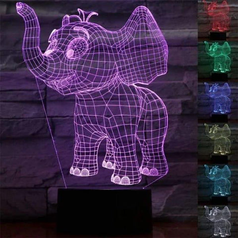 Cute Elephant 3D Illusion Night Light Adorable LED Lamp for Kids' Bedroom Decor - Twista Mall