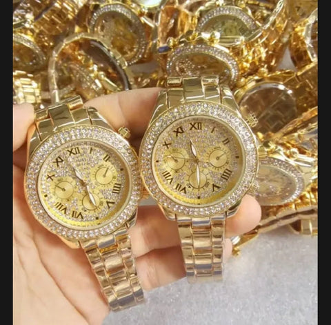 Golden Luxury Crystal Roman Dial Watch