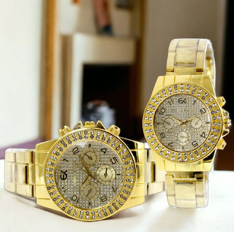 Golden Luxury Crystal Roman Dial Watch