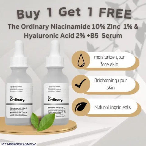 The Ordinary Niacinamide and Hyaluronic Acid serums offer for face moisturizing and skin brightening.