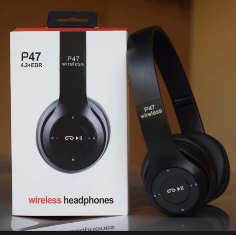 P47 Over-Ear Wireless Bluetooth Headset: Stereo Audio, Built-in Microphone for Calls - Twista Mall