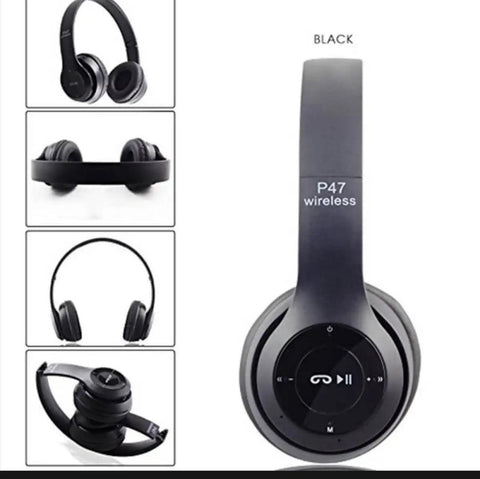 P47 Over-Ear Wireless Bluetooth Headset: Stereo Audio, Built-in Microphone for Calls - Twista Mall