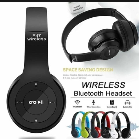 P47 Over-Ear Wireless Bluetooth Headset: Stereo Audio, Built-in Microphone for Calls - Twista Mall