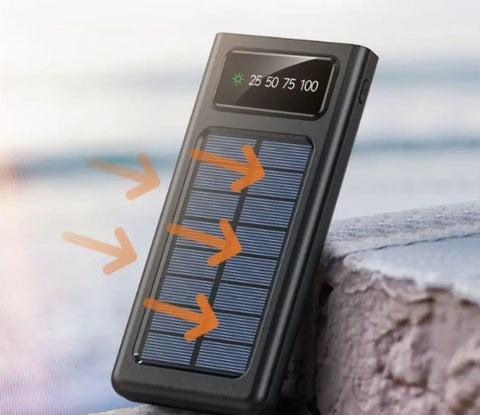 J-Cell Solar Power Bank 4-in-1 Portable Charger with Built-in Cables & LED - Twista Mall