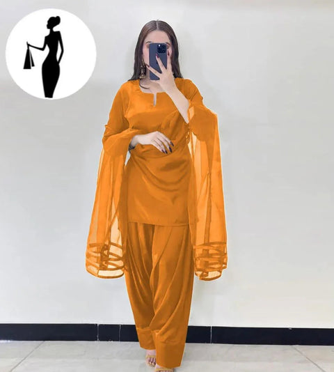 Luxury  3-Piece Shamoz Silk Suit with Organza Dupatta – Elegant Farshi Style Dress | Twista Mall