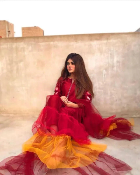 Elegant 3-Piece China Silk Suit with Boat Neck Design – Premium Plain Dress for Women | Twista Mall