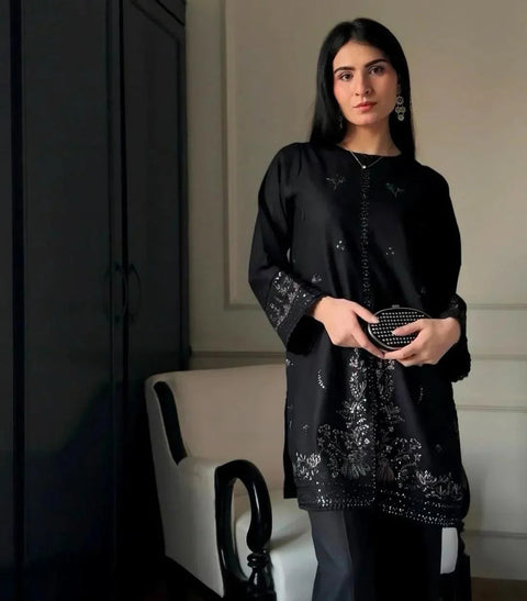 Elegant Ivory Embroidered Cotton 2-Piece Suit for Women – Premium Ready-to-Wear Dress | Twista Mall